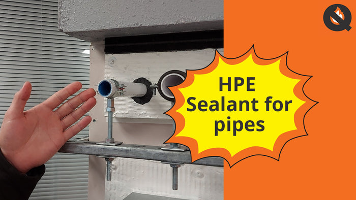 A person pointing to a pipe, along with the text 'HPE sealant for pipes'.