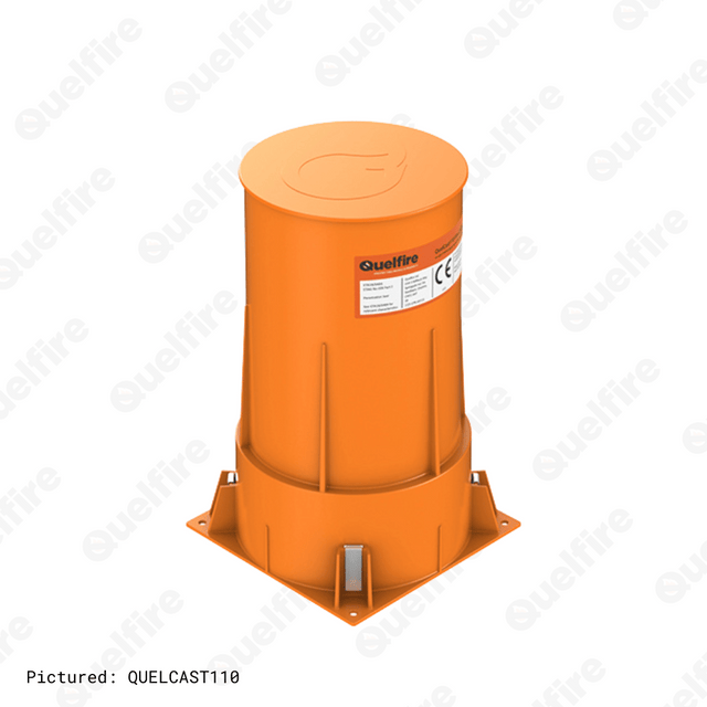 The QuelCast110 on a white background. The Quelfire logo is watermarked.