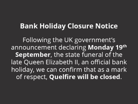 Bank Holiday Closure Notice – 19th September 2022