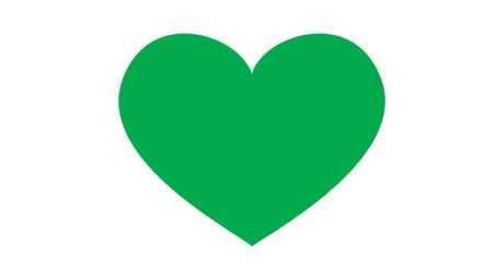 Green heart for Grenfell Tower on a white background.