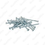 Several silver concrete screws on a white background. The Quelfire logo is watermarked. 