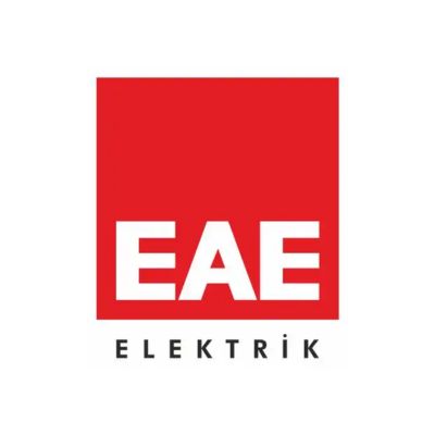 EAE Elektrik logo, featuring a red square with white text, on a white background