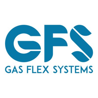 Logo of Gas Flex Systems with blue 'GFS' letters on a white background