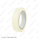 Cream 25mm masking tape pictured on a white background, with 'Quelfire' watermarked. 