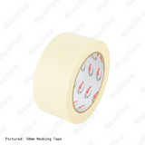 Cream 50mm masking tape pictured on a white background, with 'Quelfire' watermarked. 