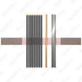 Cross section of Quelfire QF2 compound around pipes and cables penetrating a fire compartment floor.