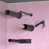 Quelfire HPE sealant around cable bunch, insulated non-combustible and plastic pipes penetrating a fire compartment wall. There is a sealant gun applying sealant around the insulated pipe.