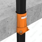 QuelCast collar installed with 110mm diameter pipe penetrating a concrete floor.