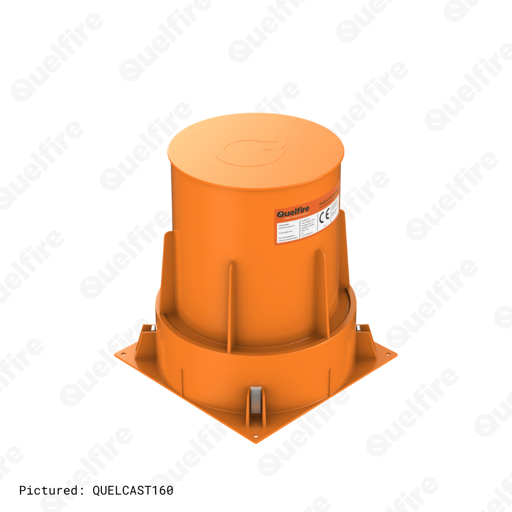 The QuelCast160 on a white background. The Quelfire logo is watermarked. 