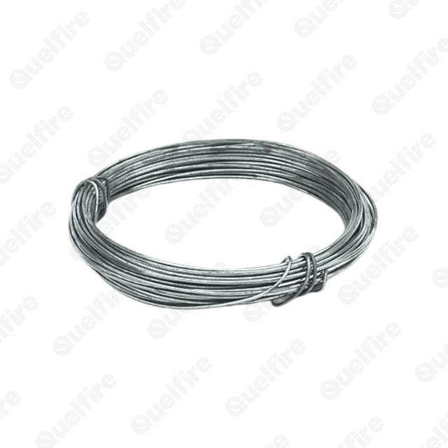 Silver steel wire on a white background. The Quelfire logo is watermarked. 