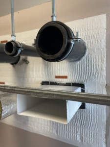 Firestopping suitable pipes in demo wall