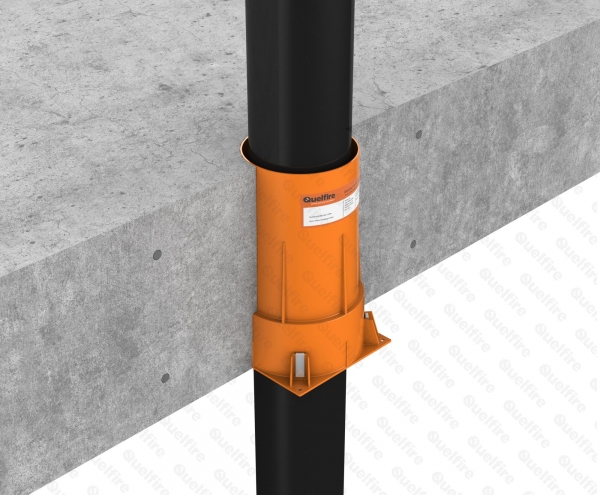 Quelcast 110 in concrete with pipe