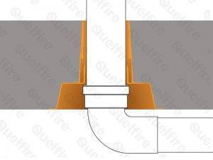 QuelCast Cast In Fire Collar installed with Manifold on bottom (cross section)