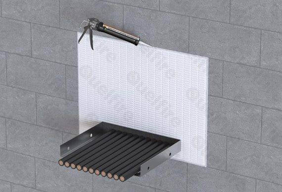 HPE sealant around cable tray in QuelStop Fire Batt with Acrylic Sealant around in fire compartment wall